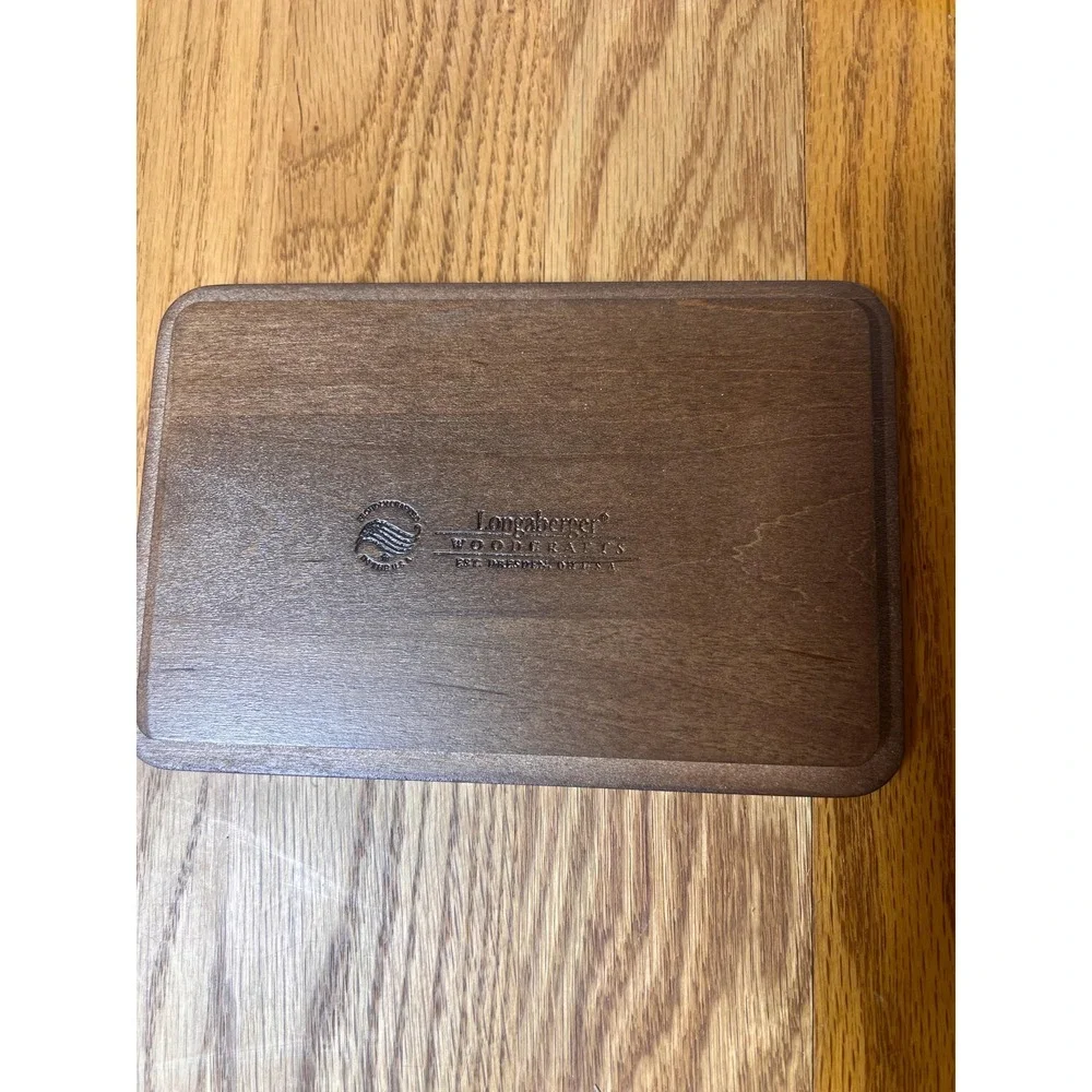 Longaberger WoodCrafts Rectangle Lid Dark Stain Wood Basket Lid Cover Organizer